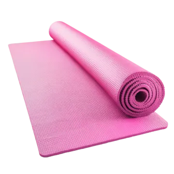 a pink yoga mat on a white background