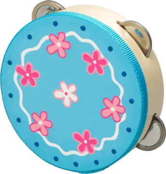 a blue plate with pink flowers on it