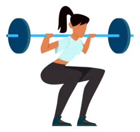 a woman squats with a barbell