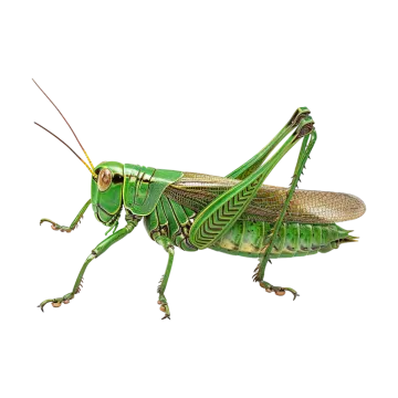 a green grasshopper on a white background
