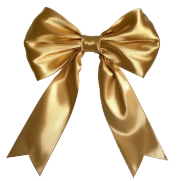 a gold bow on a white background