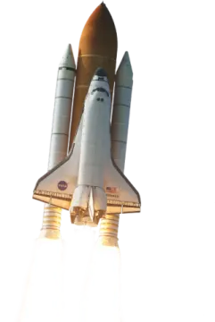 a space shuttle taking off into the sky