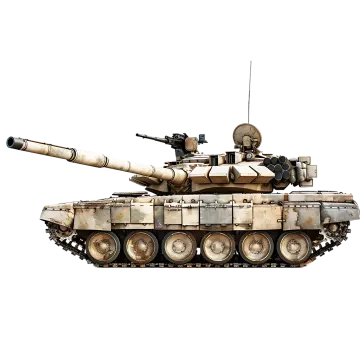 an old tank on a white background