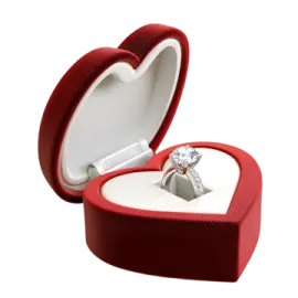 an engagement ring in a heart shaped box
