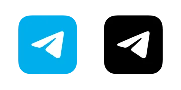 a black and blue icon with an arrow