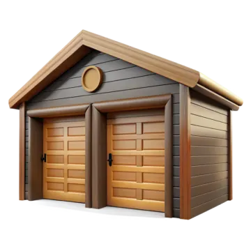 two wooden garages on a white background
