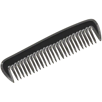 a black comb on a white background