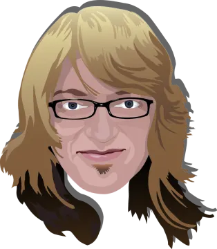 a woman with glasses and a white shirt
