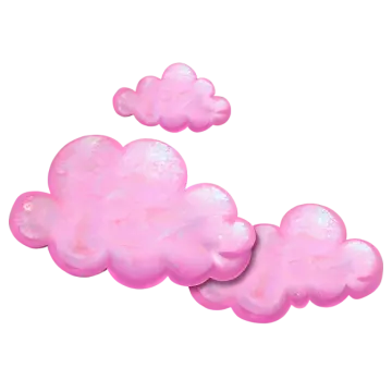 three pink clouds on a white background