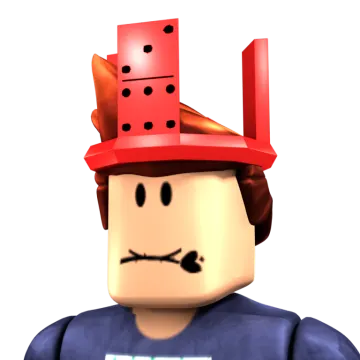 a lego man wearing a red hat and blue shirt