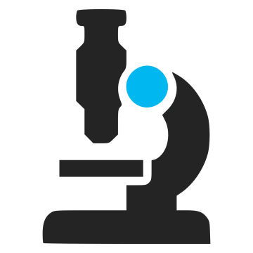 a black and white icon of a microscope
