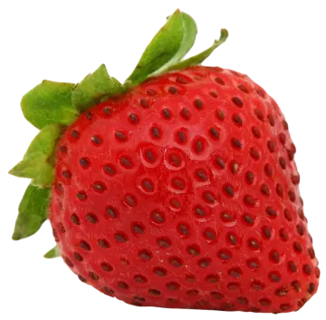a close up of a strawberry on a white background
