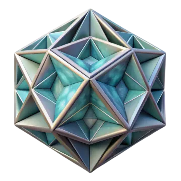 a blue, green and white geometric object