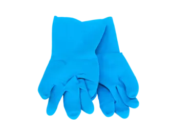 a pair of blue gloves