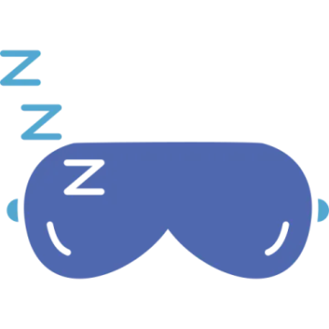 a blue sleeping mask with a white background