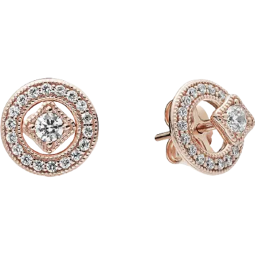 a pair of rose gold and diamond earrings