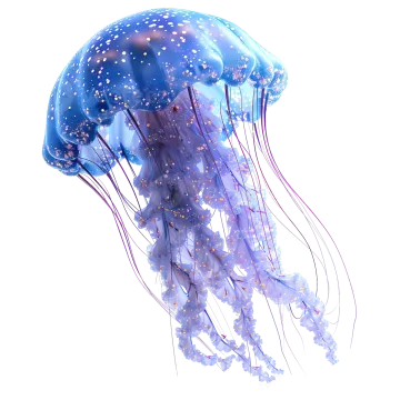 a blue jellyfish swimming in the ocean