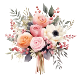 a bouquet with pink and white flowers