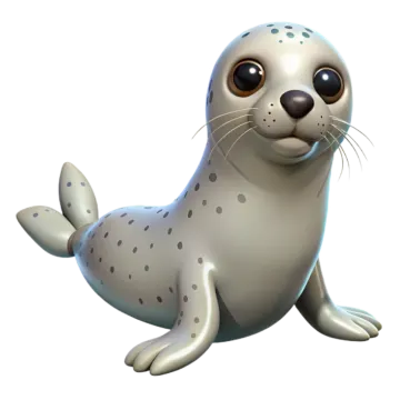 a cartoon seal seal is sitting on the ground