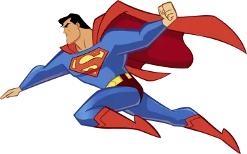 a cartoon superman flying in the air