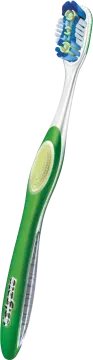 an electric toothbrush with a green handle