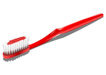 a red toothbrush on a white background