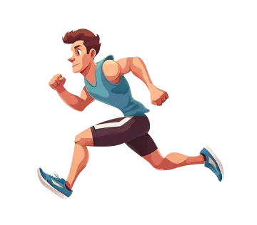 a man running on a white background