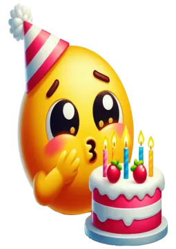 a smiley face with a birthday cake and candles