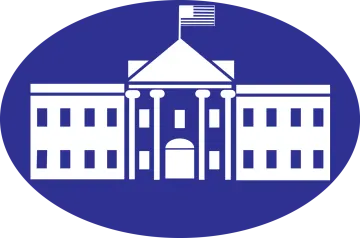 a blue circle with an image of the white house
