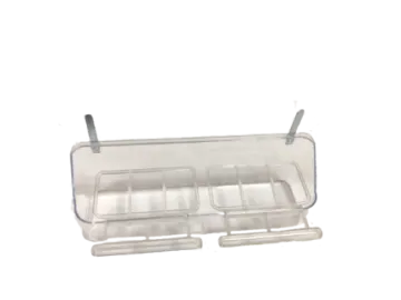 a clear plastic box with two compartments