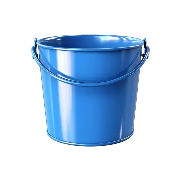 a blue bucket with a handle