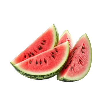 two slices of watermelon on a white background