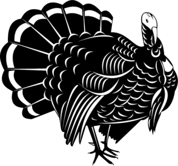 a black and white silhouette of a turkey