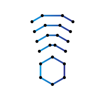 a blue and black hexate molecule on a white background
