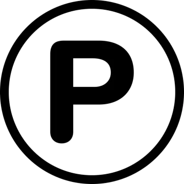 a black and white image of a parking sign