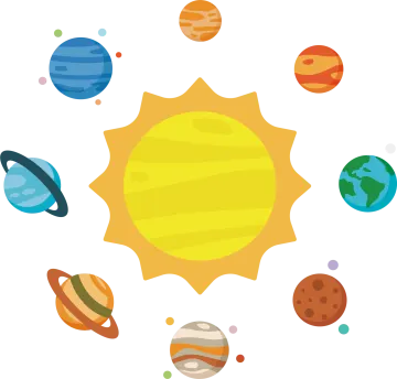 an image of the sun surrounded by planets