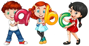 three kids holding the letters of the alphabet
