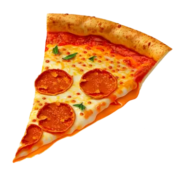 a slice of pizza on a white background