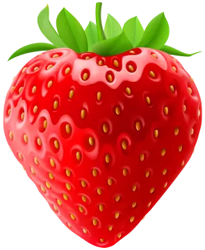 a red strawberry with green leaves on it