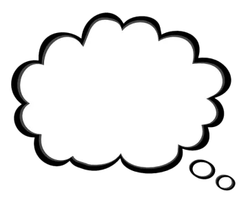 a black and white speech bubble