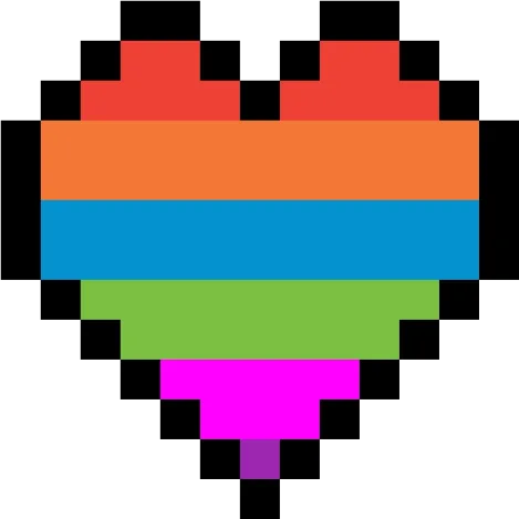 a pixel heart with the colors of lgbt