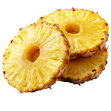 two pieces of pineapple on a white background