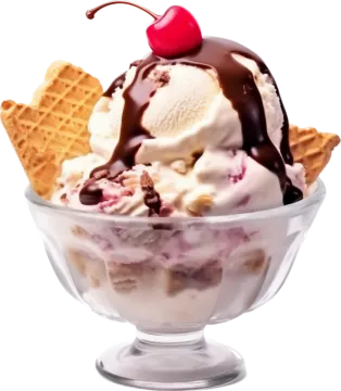 an ice cream sundae with a cherry on top