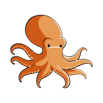 an orange octopus with a white background