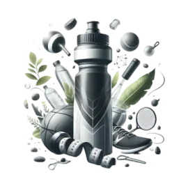 a bottle of water with various items around it
