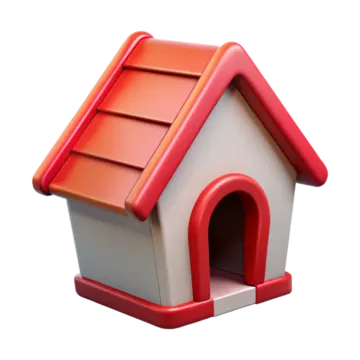 a red and white dog house