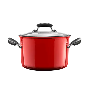 a red pot with a lid
