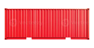 a red shipping container on a white background
