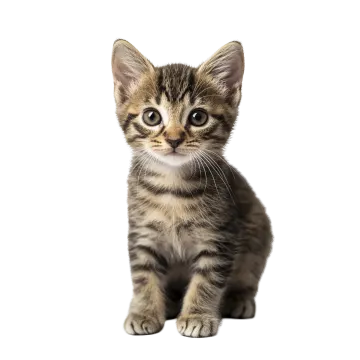 a small kitten is sitting on the floor