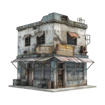 an old building on a white background